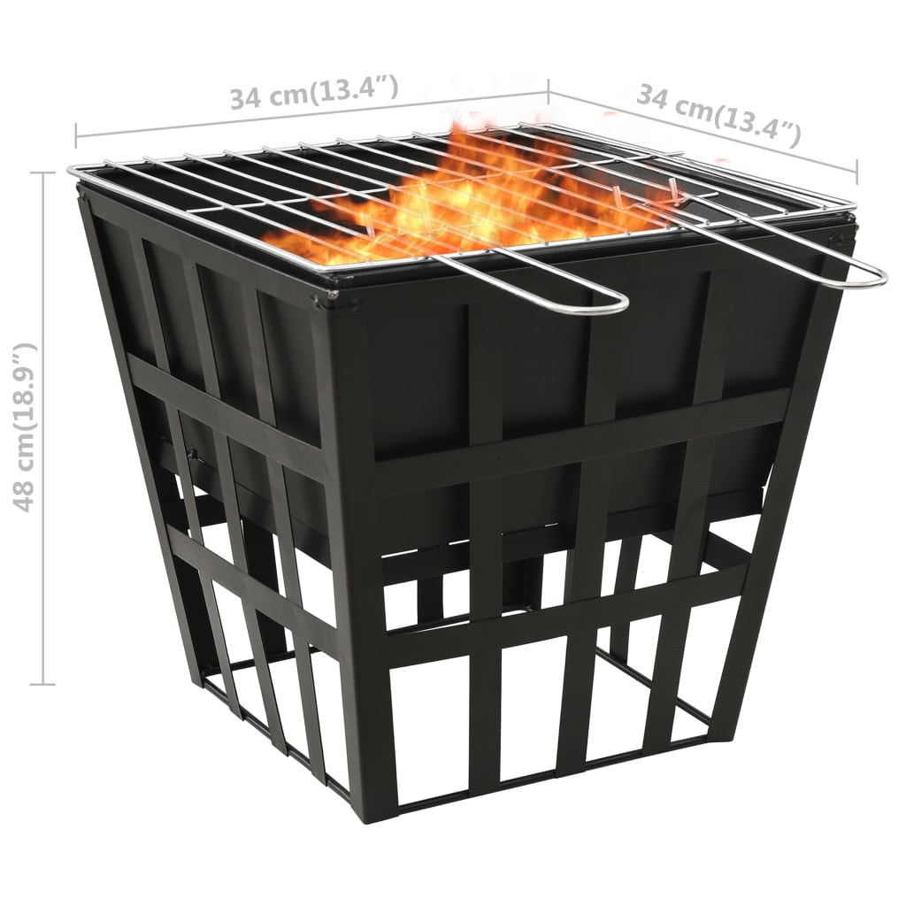Vuurplaats En Barbecue 2-In-1 34X34X48 Cm Staal