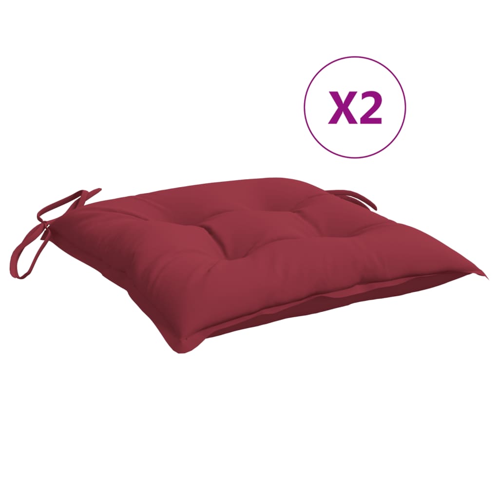 Stoelkussens 2 st 40x40x7 cm oxford stof wijnrood
