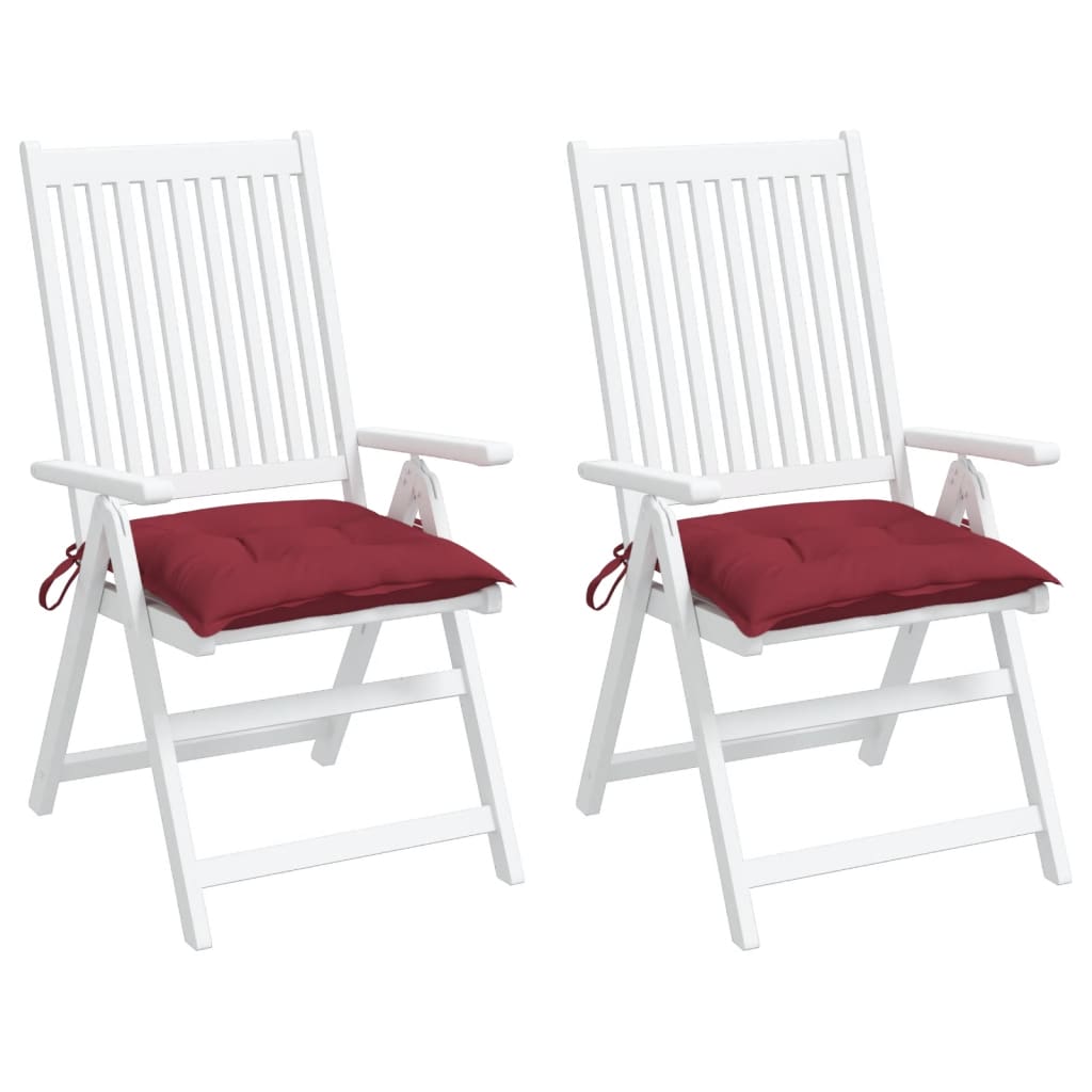 Stoelkussens 2 st 40x40x7 cm oxford stof wijnrood