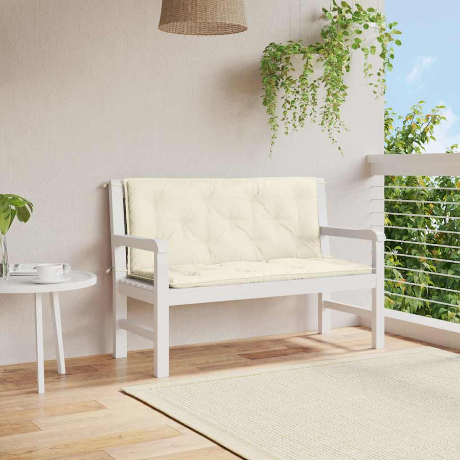 Tuinbankkussen 120X(50+50)X7 Cm Oxford Stof Wit 120 cm