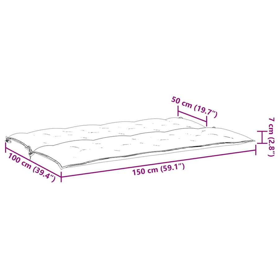 Tuinbankkussen 150x(50+50)x7 cm oxford stof grijs