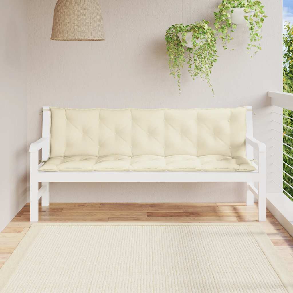 Tuinbankkussen 180x(50+50)x7 cm oxford stof crèmewit