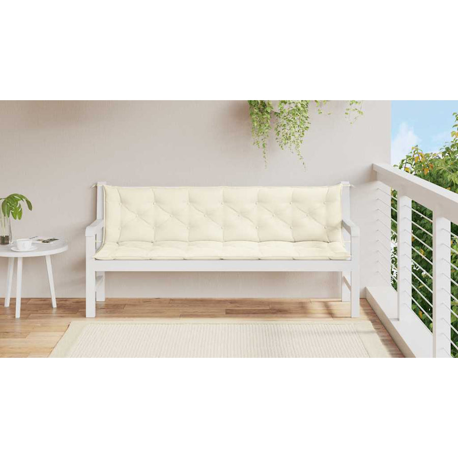Tuinbankkussen 200x(50+50)x7 cm oxford stof crèmewit