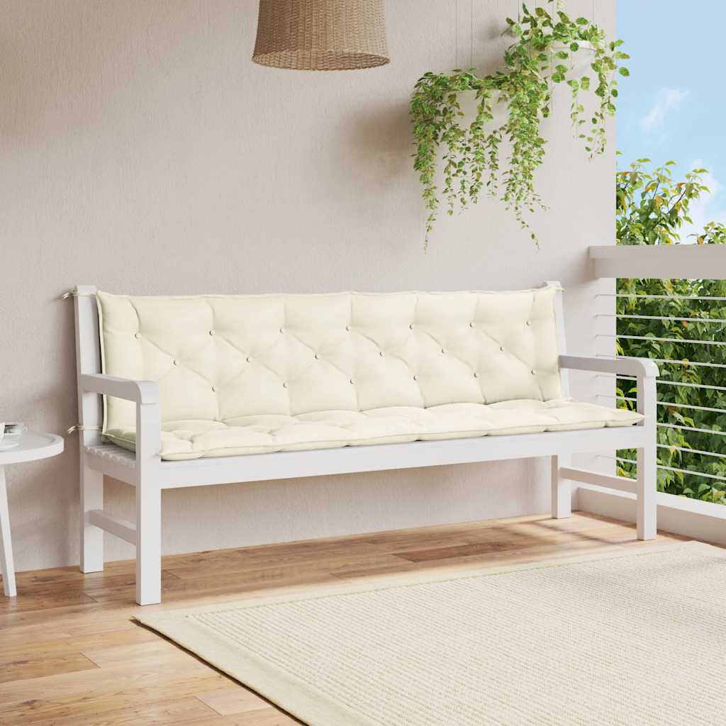 Tuinbankkussen 200x(50+50)x7 cm oxford stof crèmewit