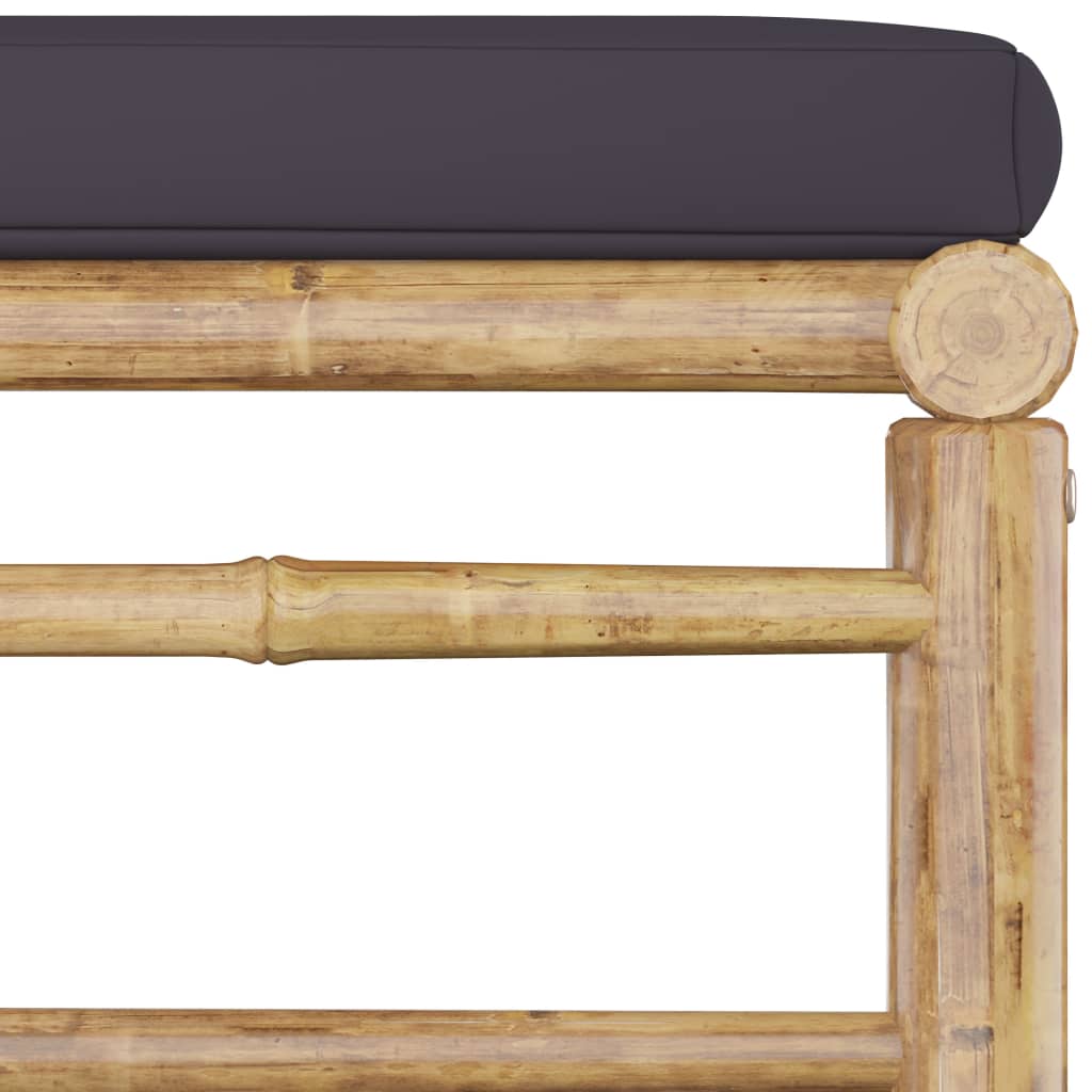 3-Delige Loungeset Met Donkergrijze Kussens Bamboe Donkergrijs Middenbank + voetensteun + tafel