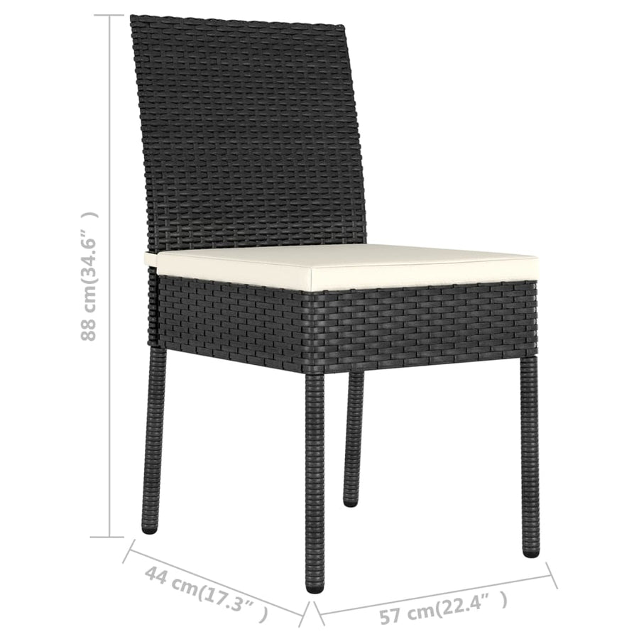 Tuinstoelen Poly Rattan Zwart 2