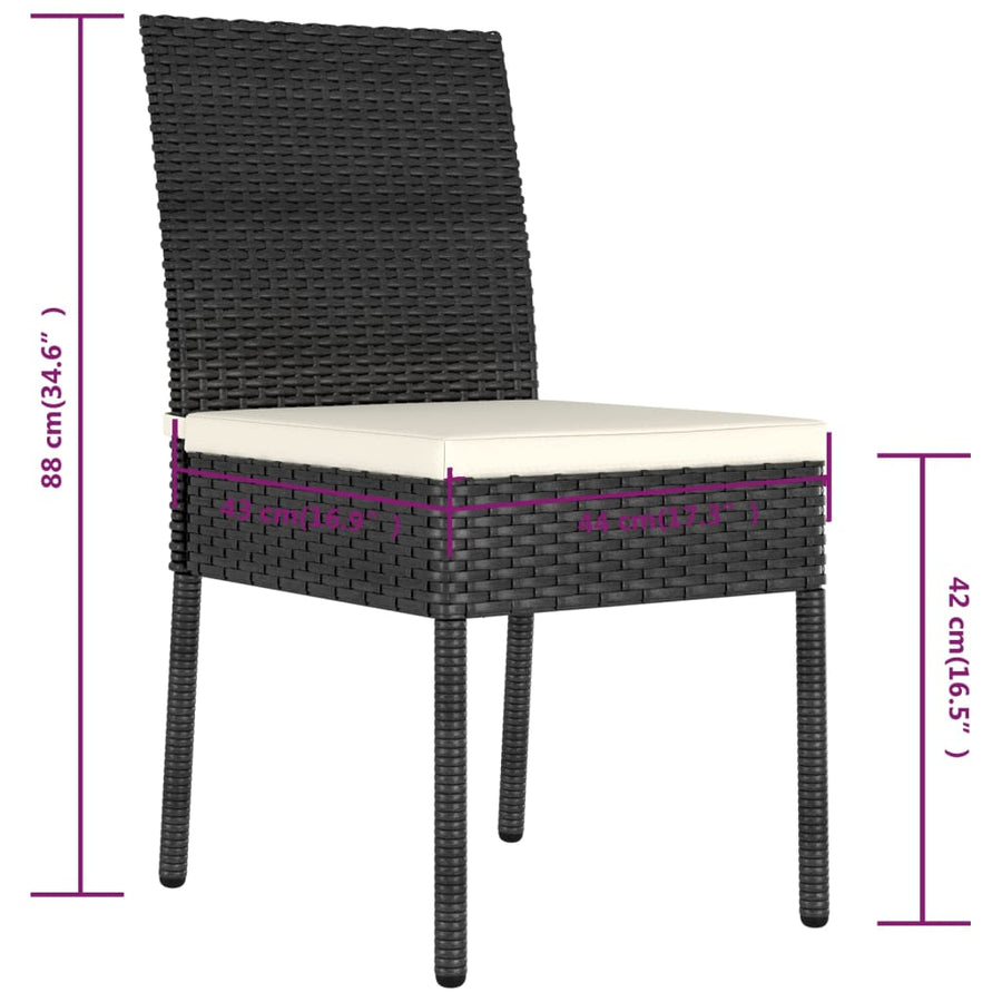 Tuinstoelen Poly Rattan Zwart 4
