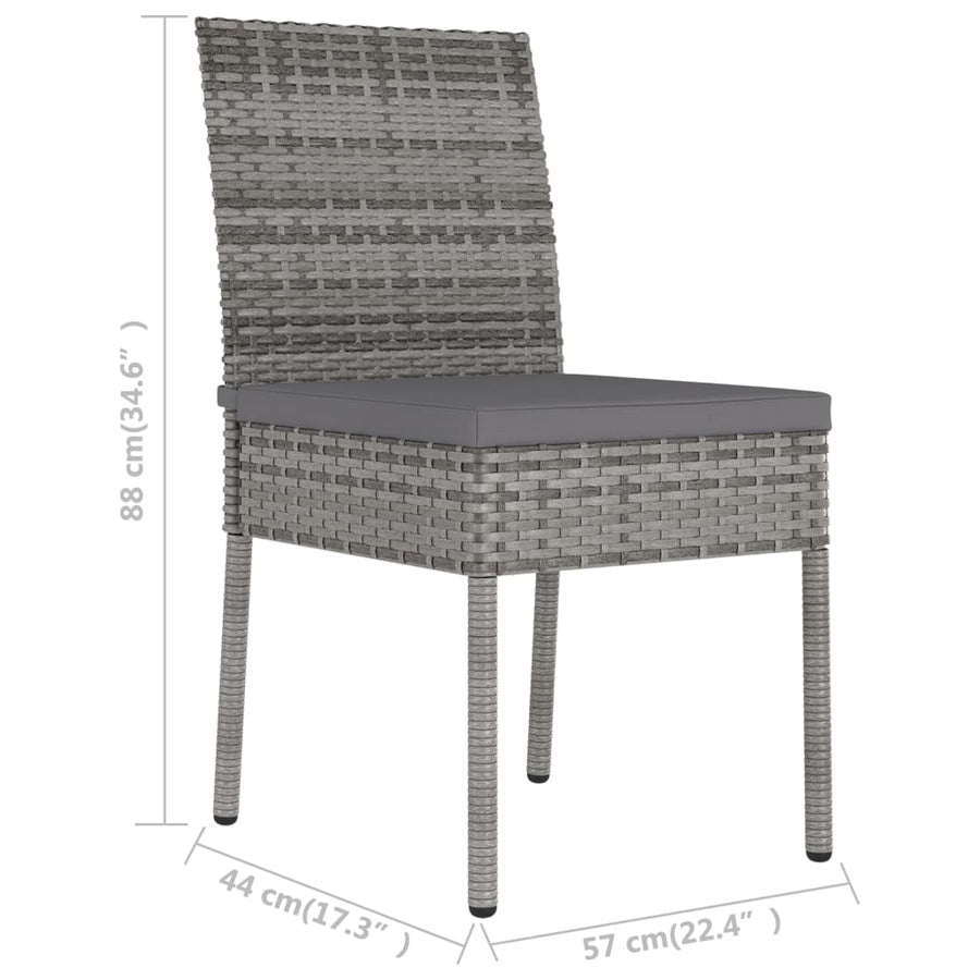 Tuinstoelen Poly Rattan Grijs 2