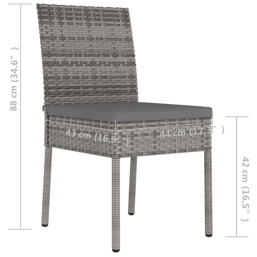 Tuinstoelen Poly Rattan Grijs 4