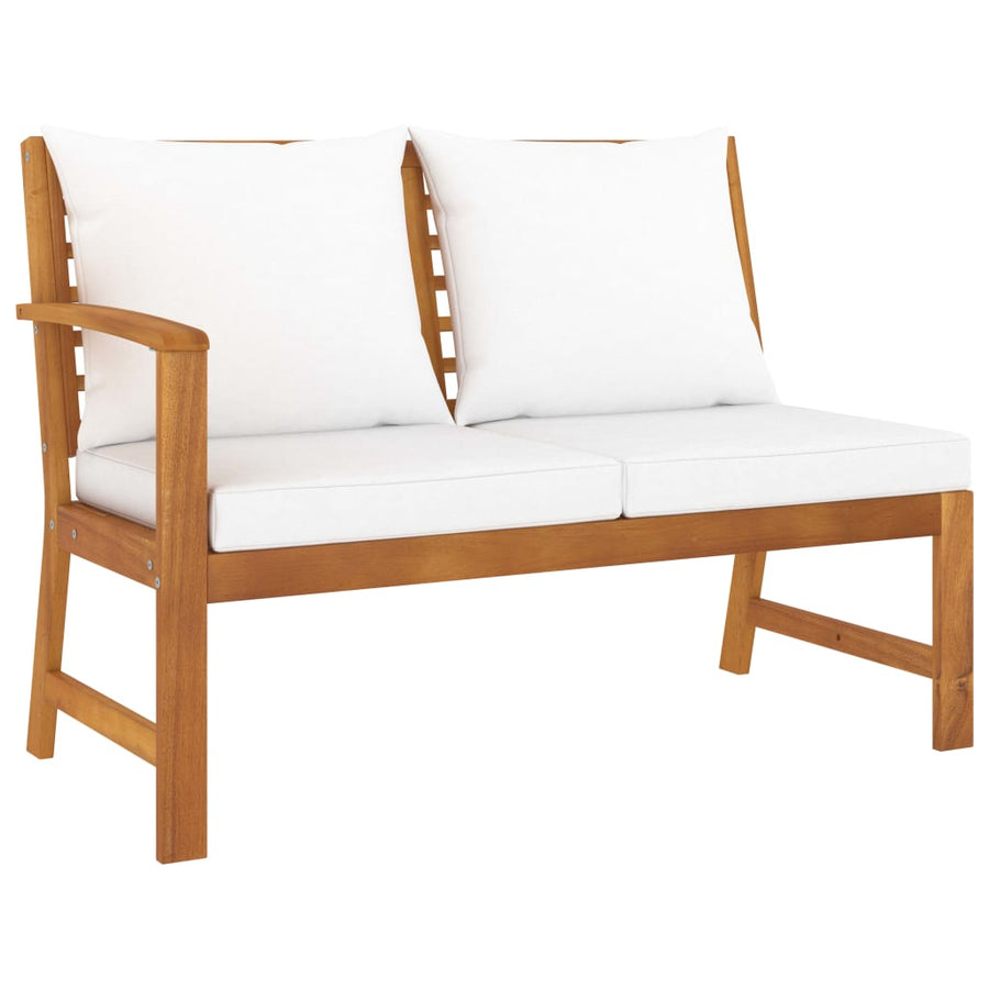 5-Delige Loungeset Met Kussens Massief Acaciahout Crème hoek + midden + 2x Bank + Tafel