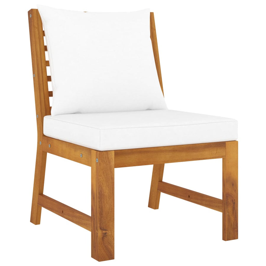5-Delige Loungeset Met Kussens Massief Acaciahout Crème hoek + midden + 2x Bank + Tafel
