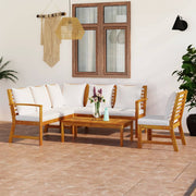 Loungeset 5-delig massief acaciahout crème