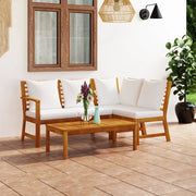 Loungeset 4-delig massief acaciahout crème