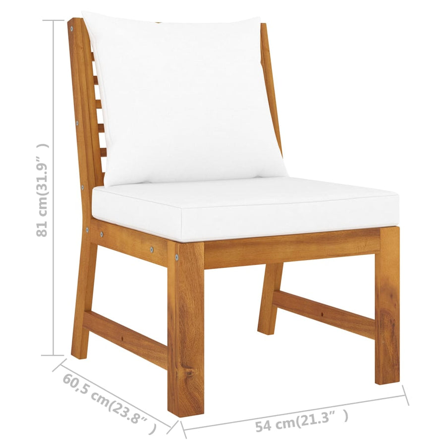 4-Delige Loungeset Met Kussens Massief Acaciahout Crème midden + hoek + Bank + Tafel