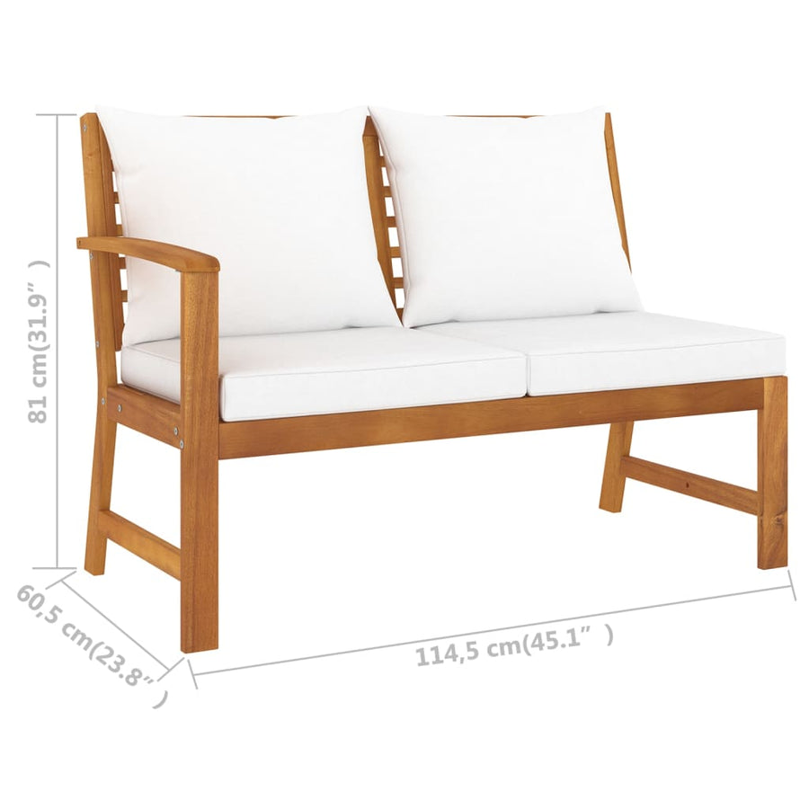 5-Delige Loungeset Met Kussens Massief Acaciahout Crème midden + hoek + 2x Bank + Tafel