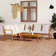 Loungeset 5-delig massief acaciahout crème
