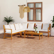 Loungeset 6-delig massief acaciahout crème