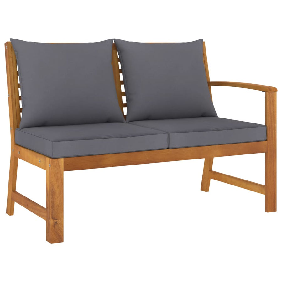 4-Delige Loungeset Met Kussens Massief Acaciahout Donkergrijs hoek + 2x Bank + Tafel