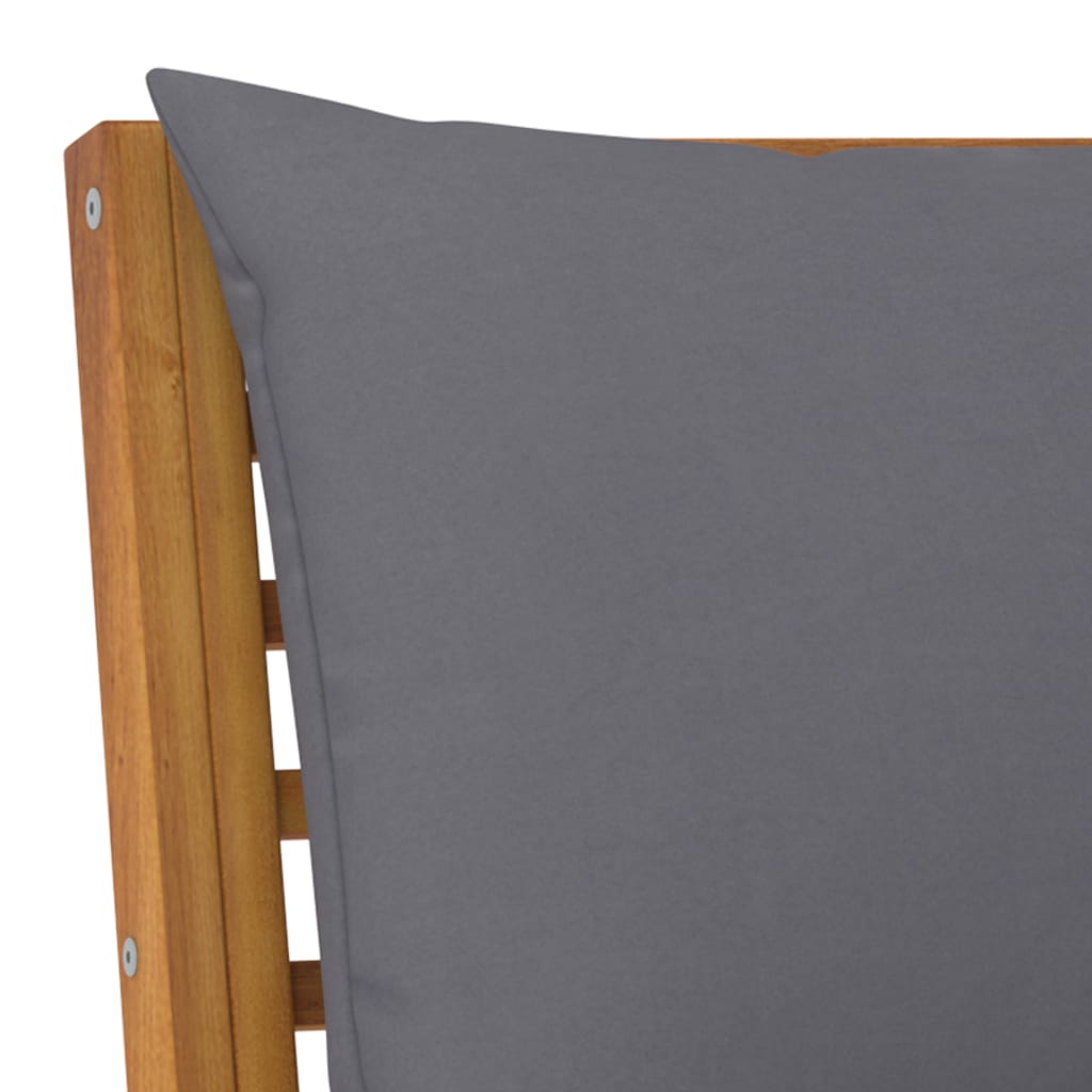 4-Delige Loungeset Met Kussens Massief Acaciahout Donkergrijs midden + hoek + Bank + Tafel