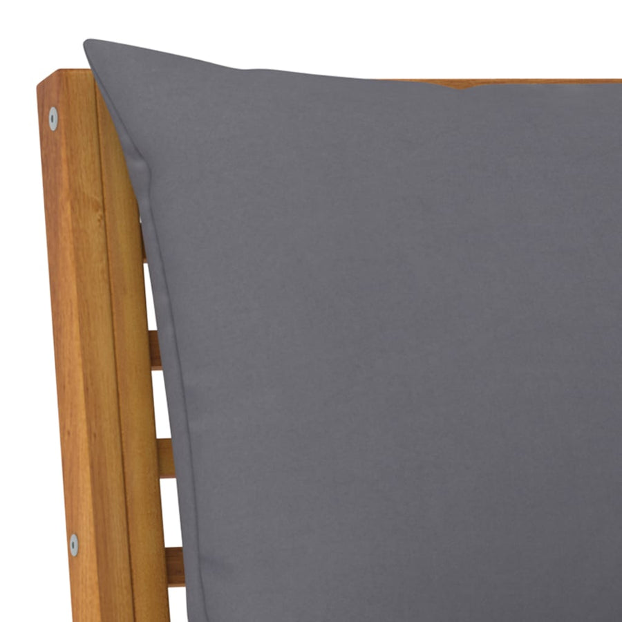 4-Delige Loungeset Met Kussens Massief Acaciahout Donkergrijs midden + hoek + Bank + Tafel