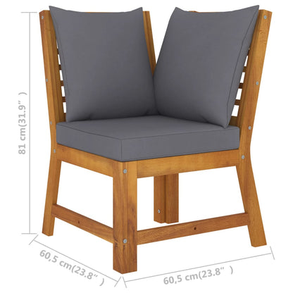 4-Delige Loungeset Met Kussens Massief Acaciahout Donkergrijs midden + hoek + Bank + Tafel