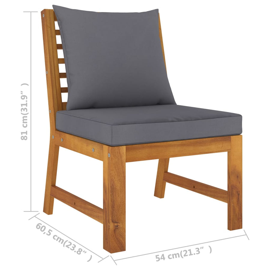 4-Delige Loungeset Met Kussens Massief Acaciahout Donkergrijs midden + hoek + Bank + Tafel