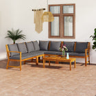 6-Piece Lounge Set with Cushions Solid Acacia Wood 1
