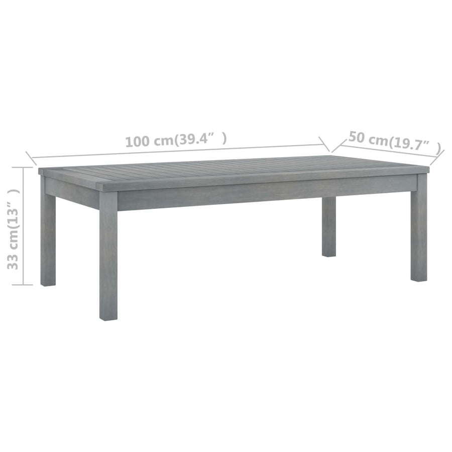 5-Delige Loungeset Met Kussens Massief Acaciahout Grijs 4x Fauteuil + Tafel