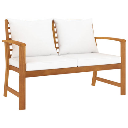 5-Delige Loungeset Met Kussens Massief Acaciahout Crème 2x Fauteuil + 2x Bank + Tafel