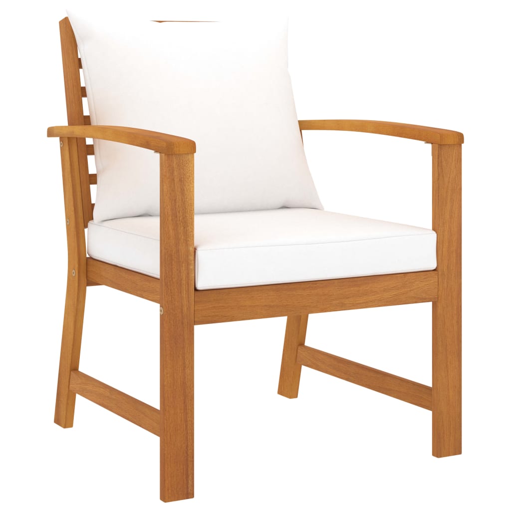 5-Delige Loungeset Met Kussens Massief Acaciahout Crème 2x Fauteuil + 2x Bank + Tafel