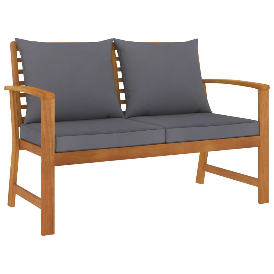 5-Delige Loungeset Met Kussens Massief Acaciahout 1 Donkergrijs 2x Fauteuil + 2x Bank + Tafel