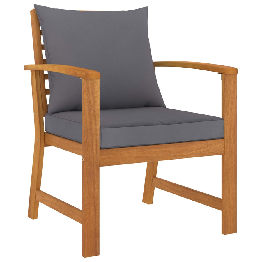 5-Delige Loungeset Met Kussens Massief Acaciahout 1 Donkergrijs 2x Fauteuil + 2x Bank + Tafel