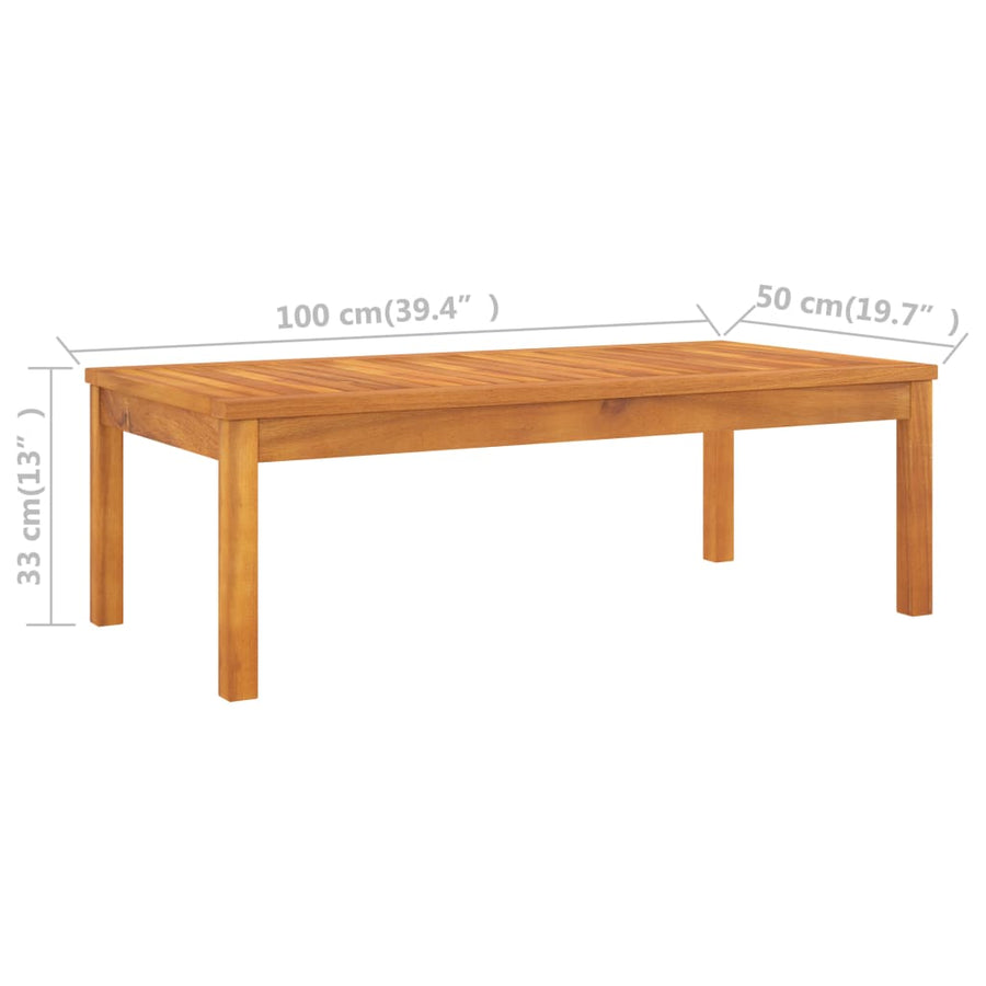3-Delige Loungeset Met Kussens Massief Acaciahout Crème 2x Bank + Tafel