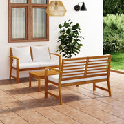 Loungeset 3-delig massief acaciahout crème