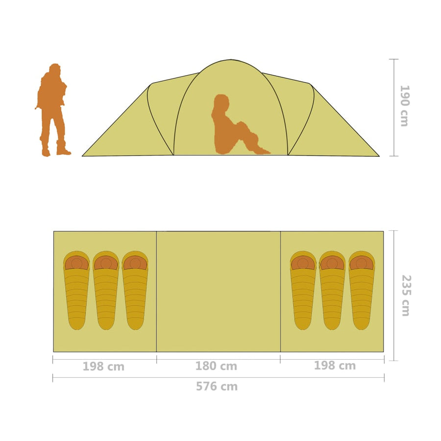 Tent 6-Persoons Grijs en oranje