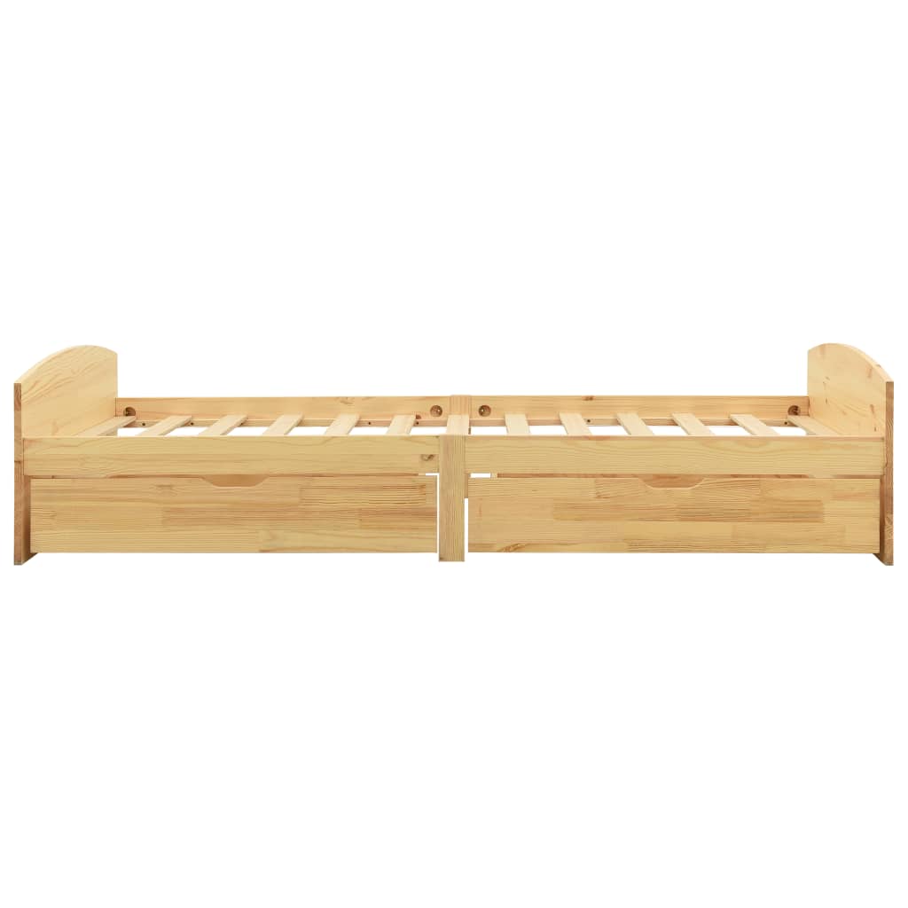 Bedframe Met 2 Lades Massief Grenenhout 90X200 Cm Bruin