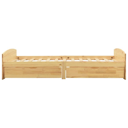 Bedframe Met 2 Lades Massief Grenenhout 90X200 Cm Bruin