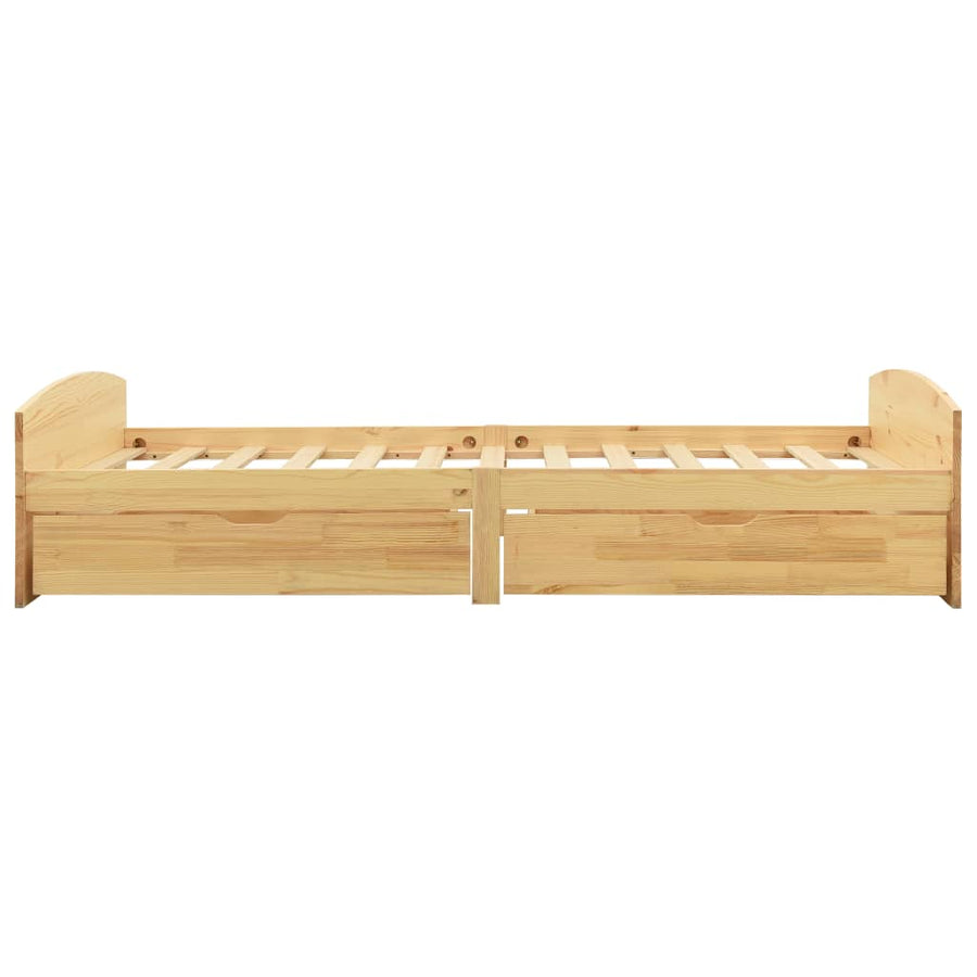 Bedframe Met 2 Lades Massief Grenenhout 90X200 Cm Bruin