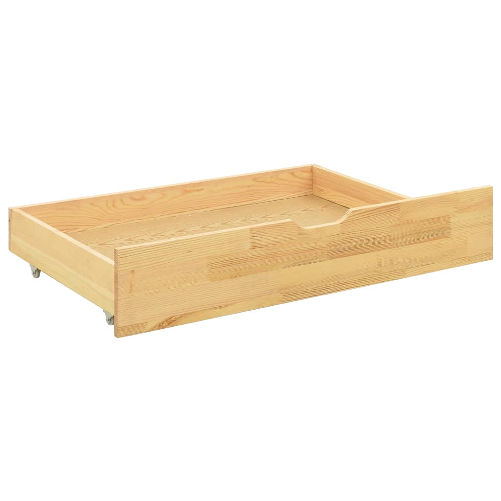 Bedframe Met 2 Lades Massief Grenenhout 90X200 Cm Bruin