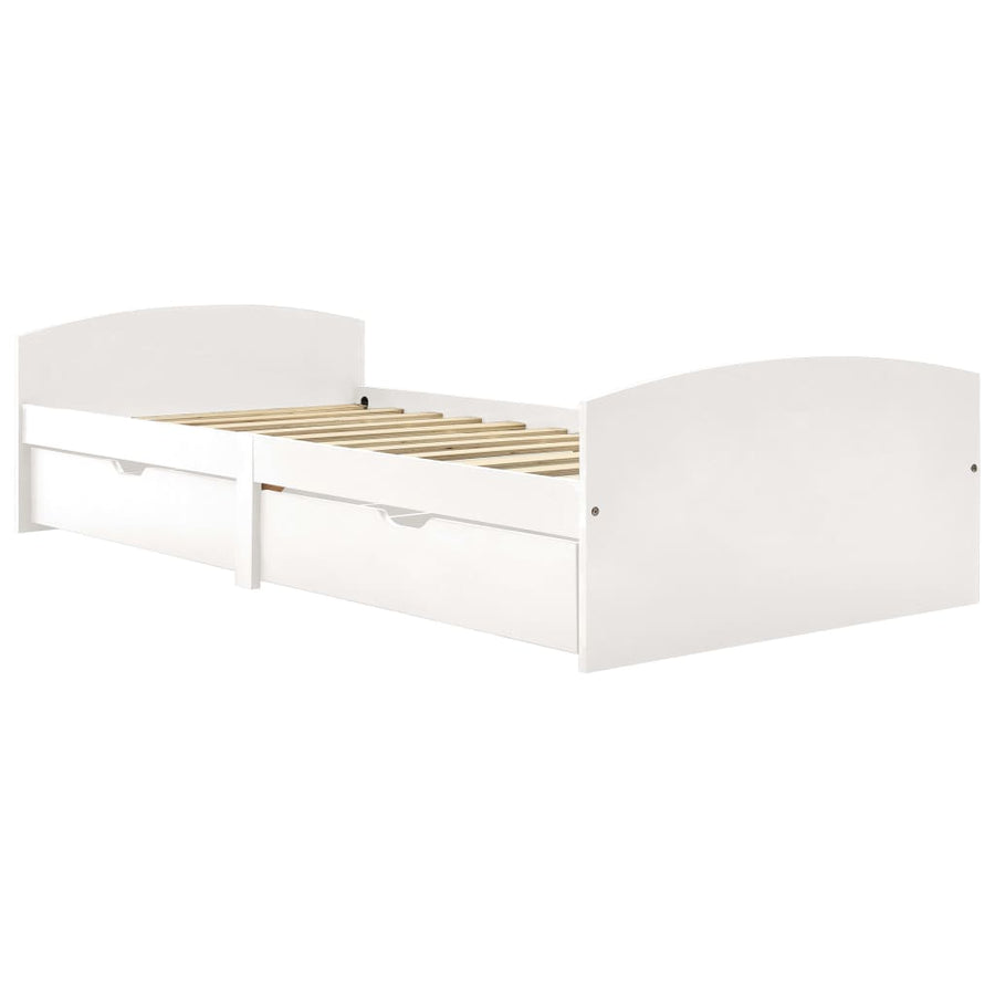 Bedframe Met 2 Lades Massief Grenenhout 90X200 Cm Wit