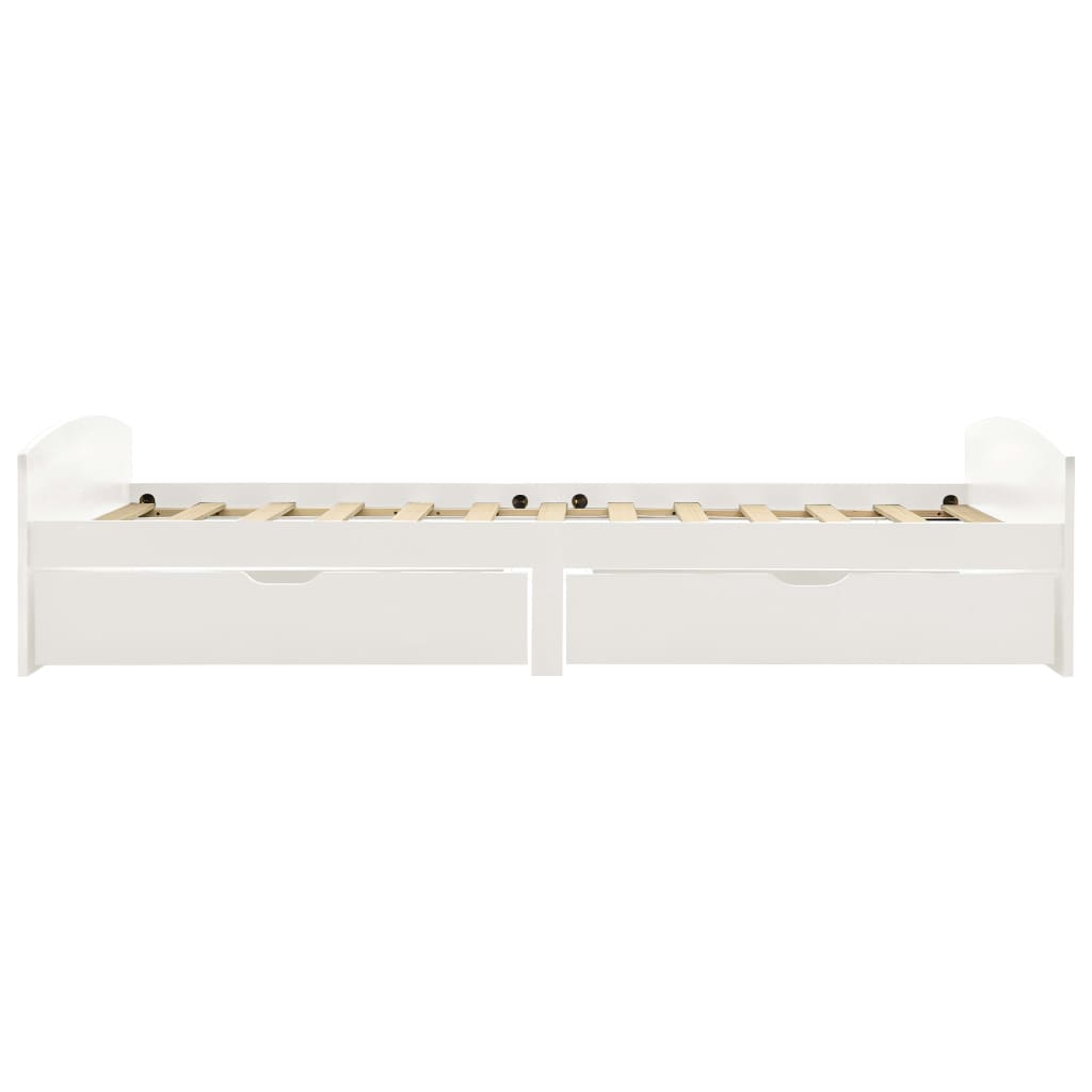 Bedframe Met 2 Lades Massief Grenenhout 90X200 Cm Wit