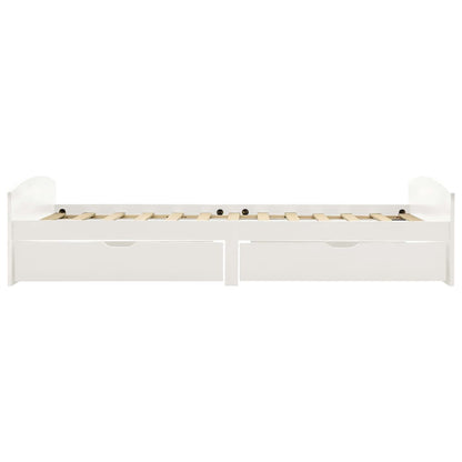 Bedframe Met 2 Lades Massief Grenenhout 90X200 Cm Wit