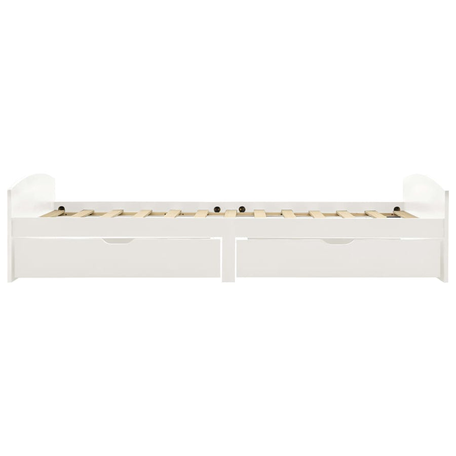 Bedframe Met 2 Lades Massief Grenenhout 90X200 Cm Wit