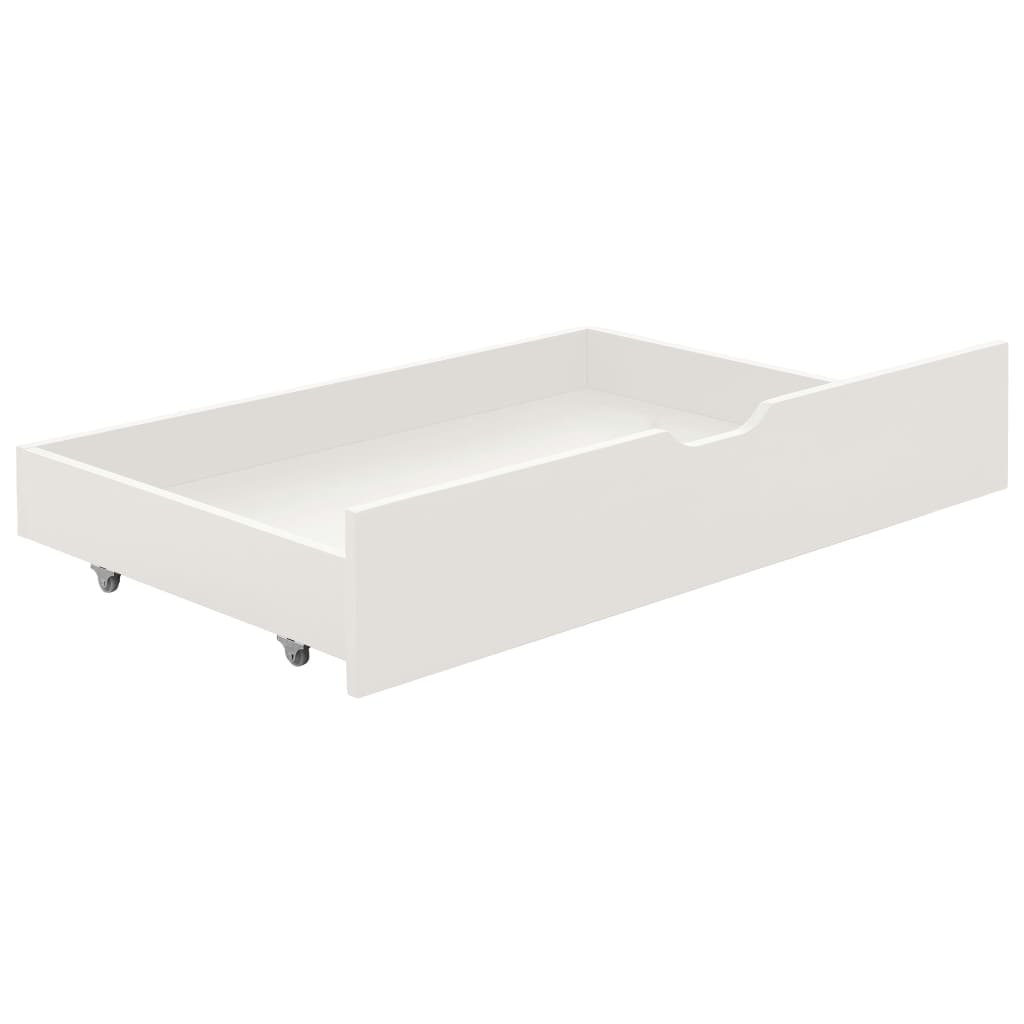 Bedframe Met 2 Lades Massief Grenenhout 90X200 Cm Wit