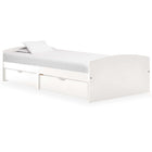 Bed frame with 2 drawers solid pine wood white 90x200 cm