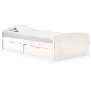 Bedframe massief grenenhout wit 90x200 cm met 2 lades