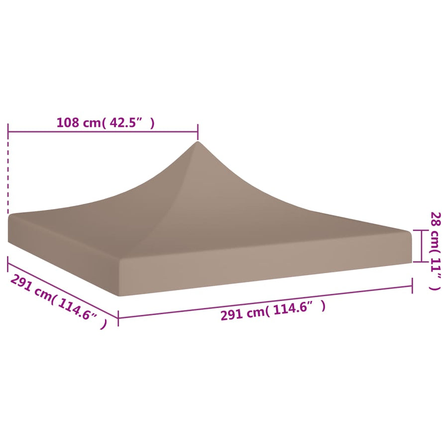 Partytentdak 270 G/M² 3 x 3 m Taupe