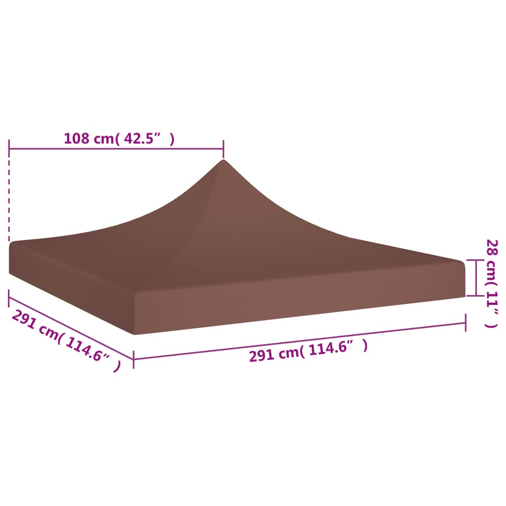 Partytentdak 270 G/M² 3 x 3 m Bruin