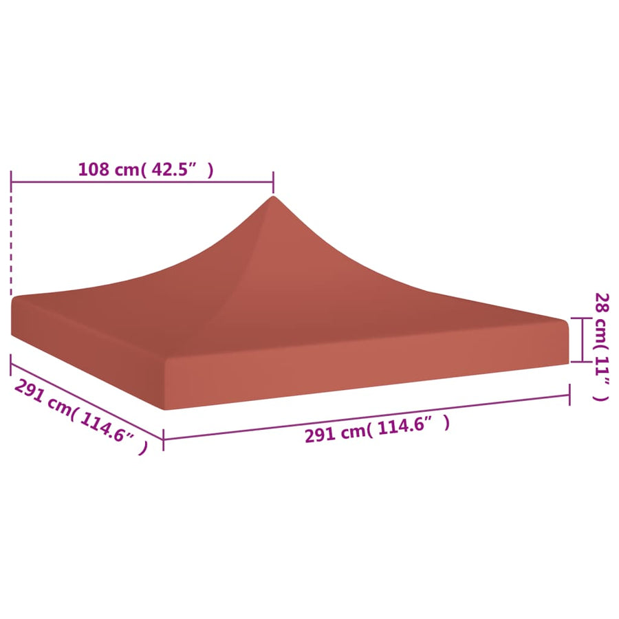 Partytentdak 270 G/M² 3 x 3 m Terracotta