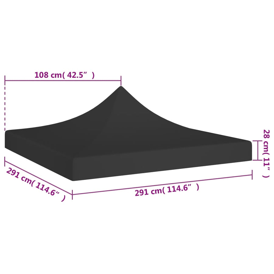 Partytentdak 270 G/M² 3 x 3 m Zwart